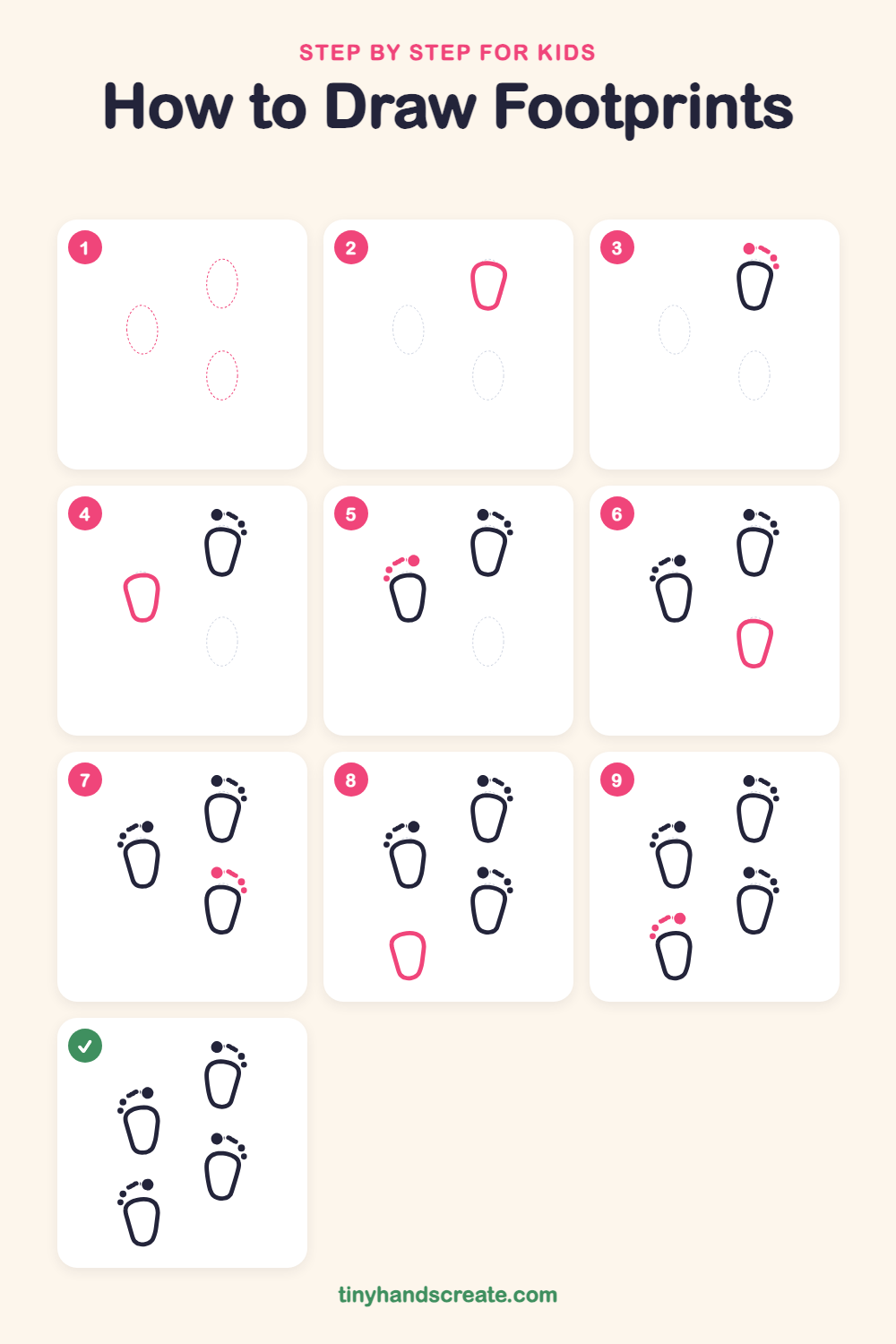 How to draw footprints step by step for kids
