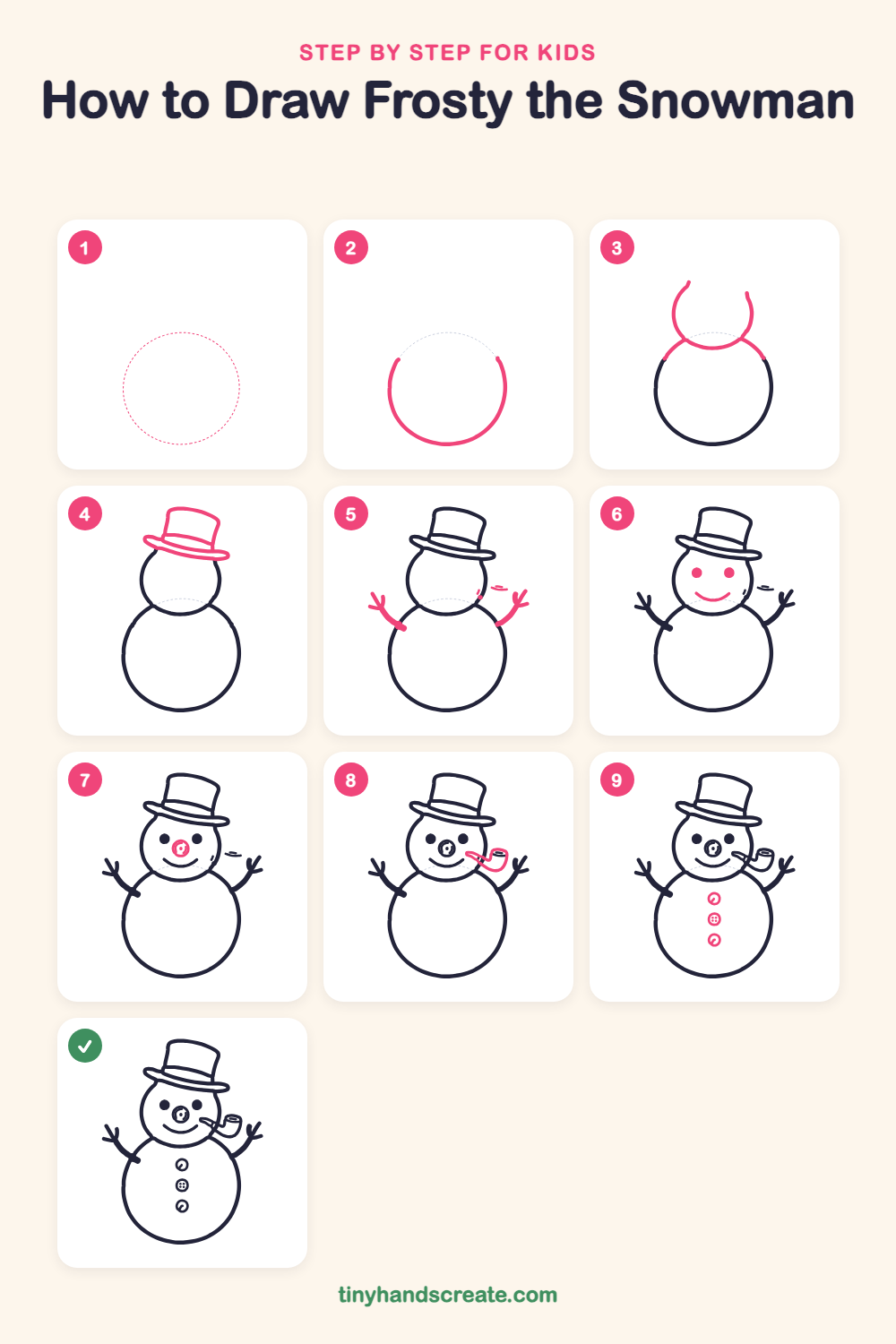 How to draw Frosty the Snowman step by step for kids