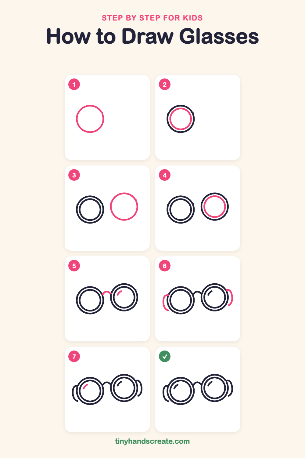 How to draw glasses step by step for kids