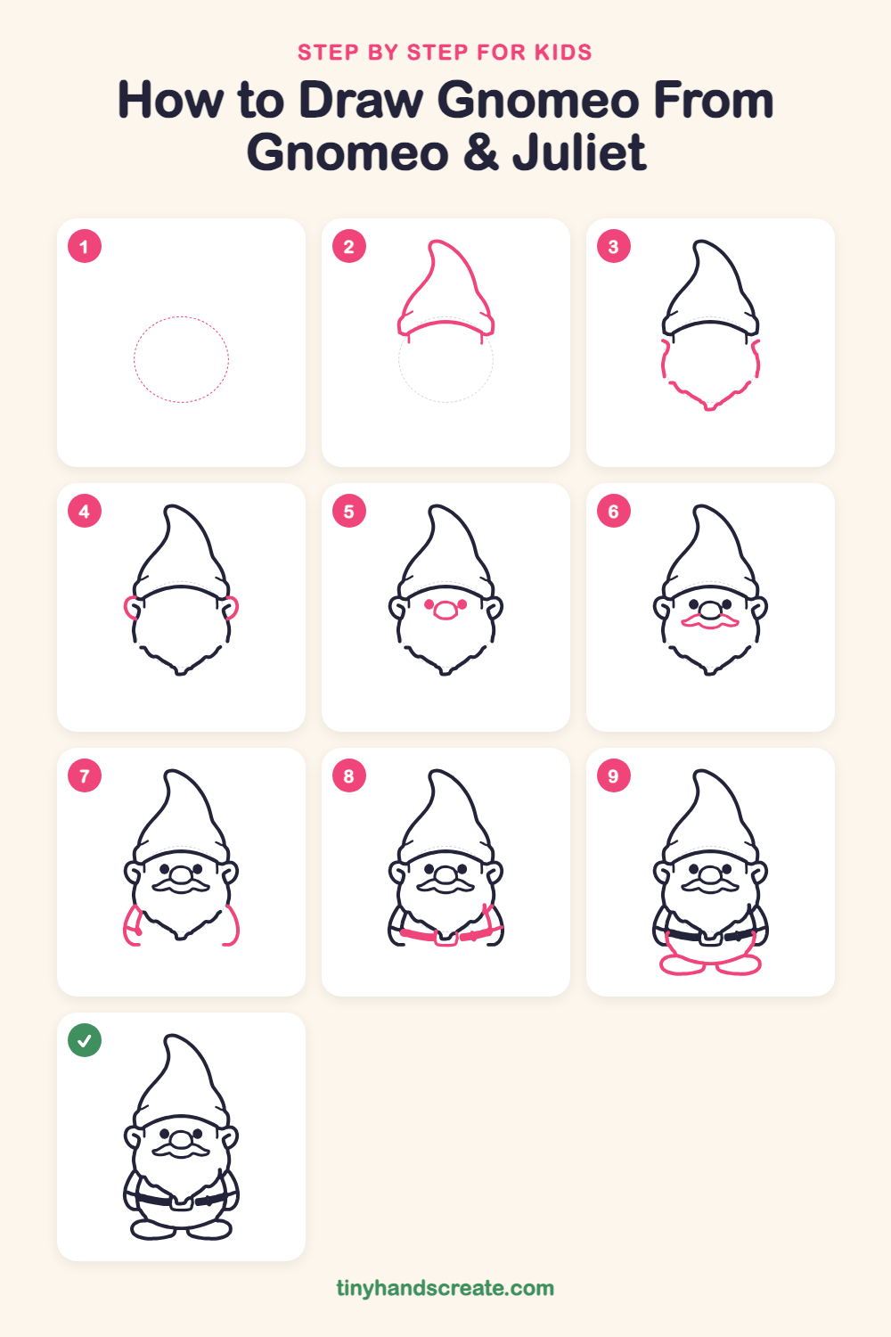 How to draw Gnomeo from Gnomeo & Juliet step by step for kids