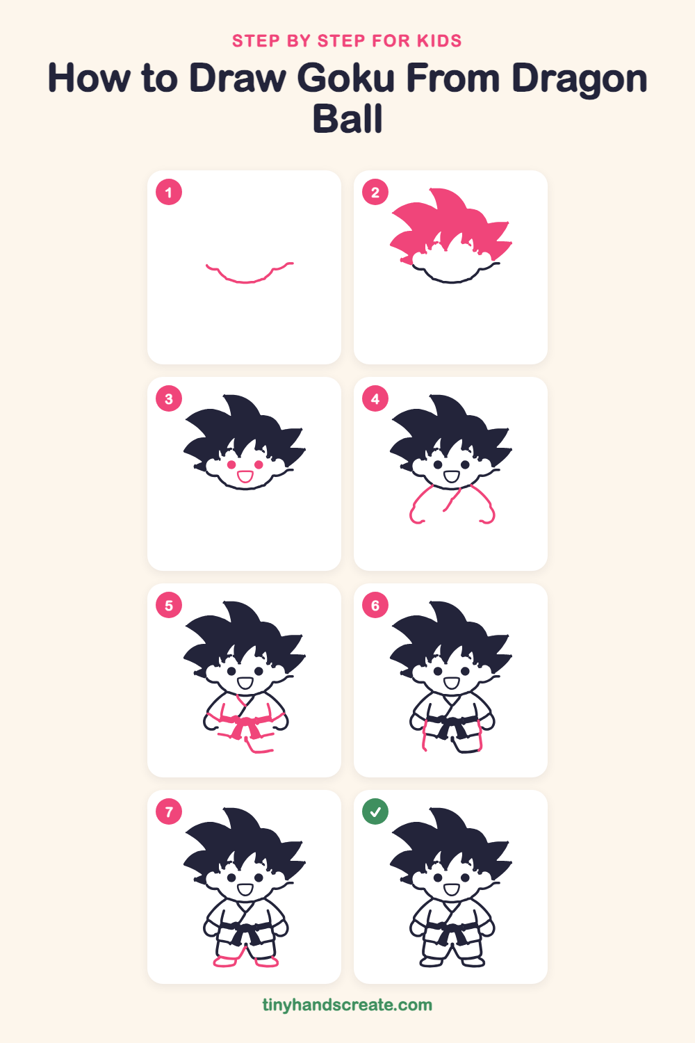How to draw Goku from Dragon Ball step by step for kids