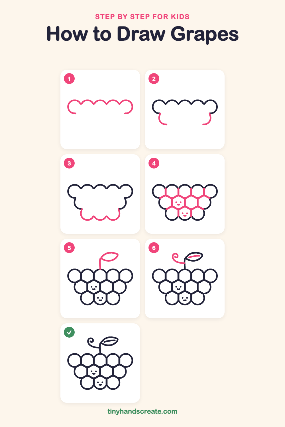 How to draw grapes step by step for kids