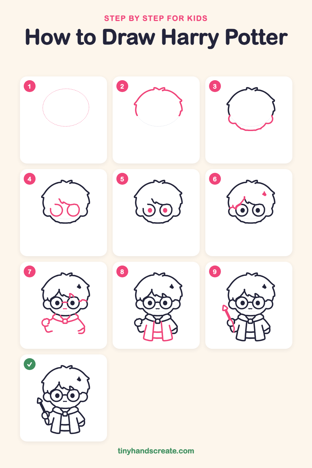 How to draw Harry Potter step by step for kids