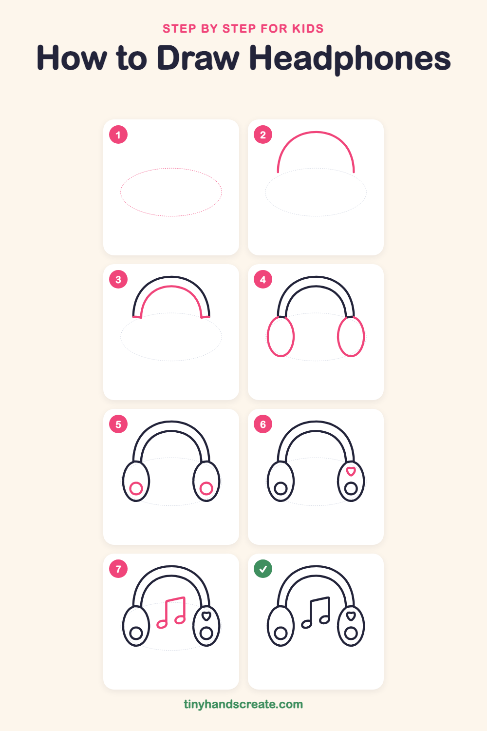 How to draw headphones step by step for kids