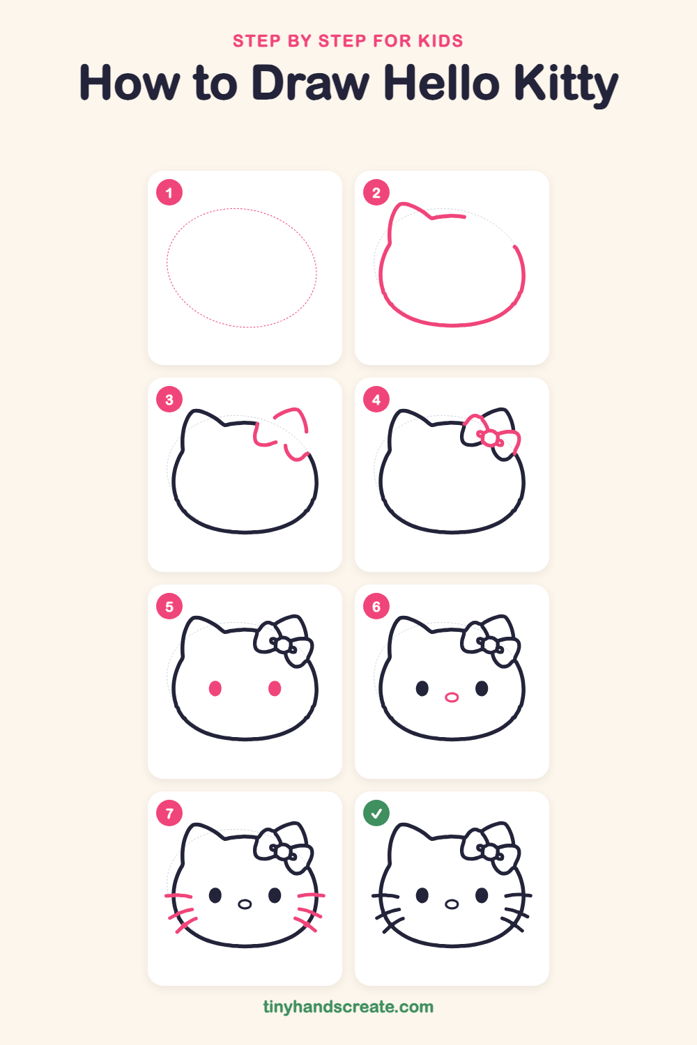 How to draw Hello Kitty step by step for kids