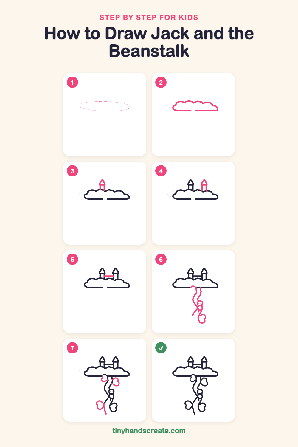 How to draw Jack and the Beanstalk step by step for kids