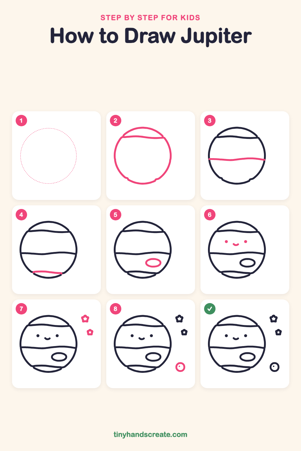 How to draw Jupiter step by step for kids