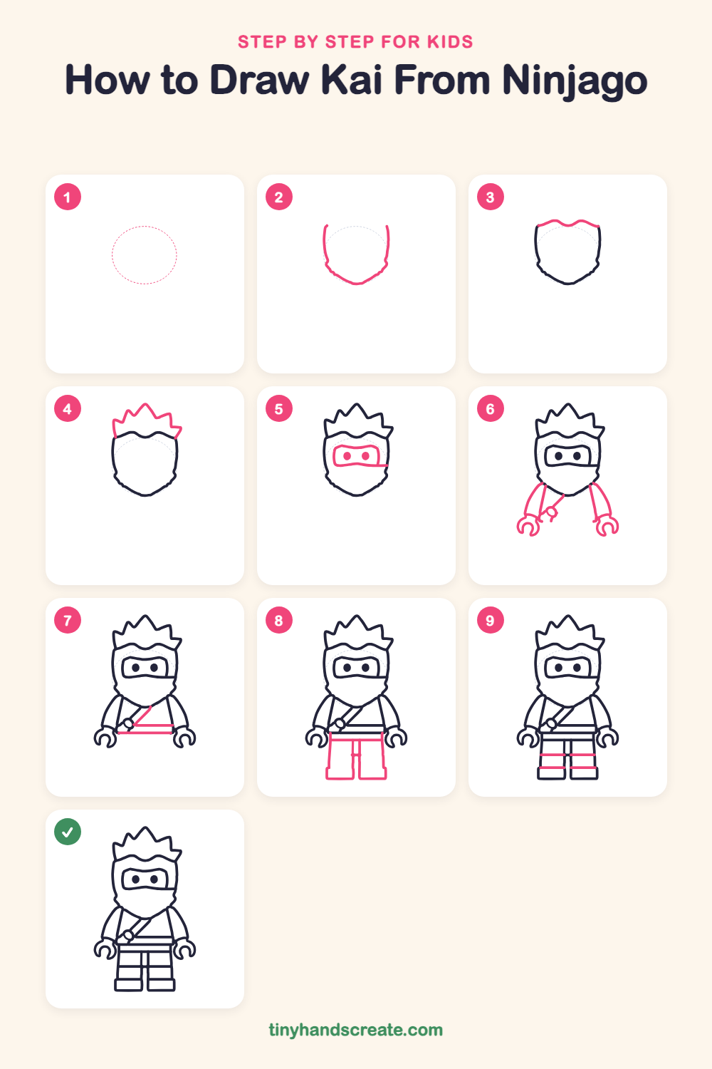 How to draw Kai from Ninjago step by step for kids