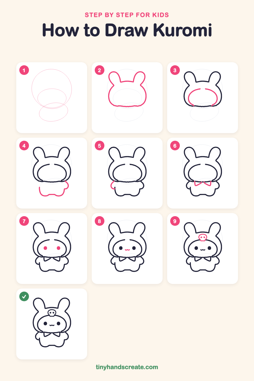 How to draw Kuromi step by step for kids