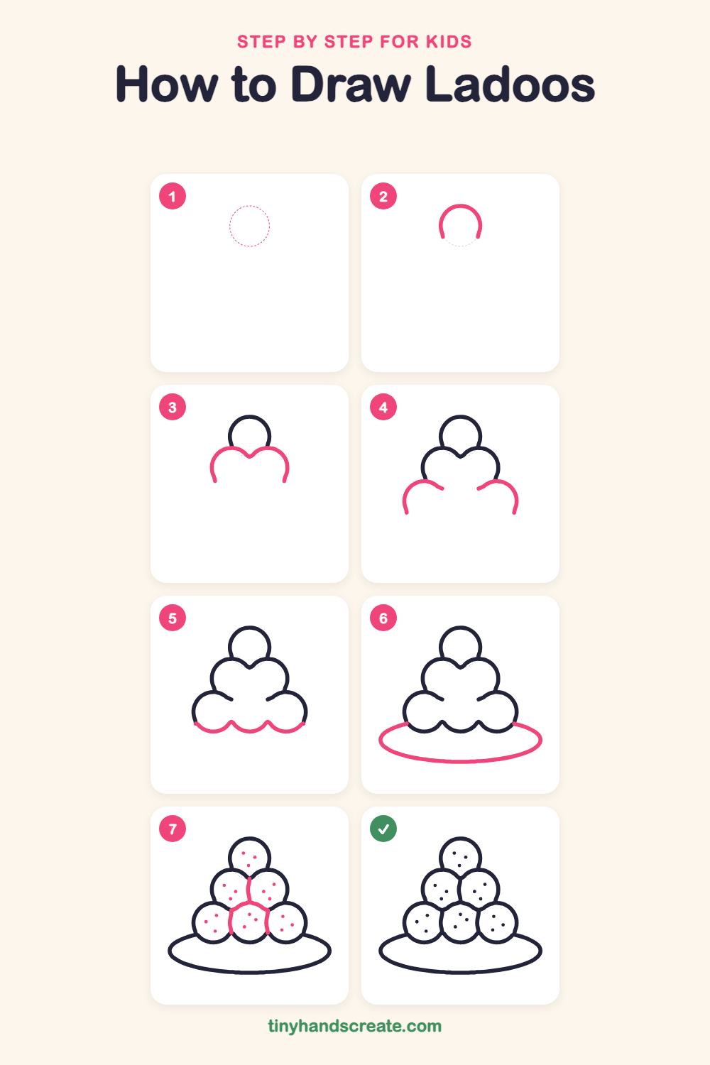 How to draw ladoos step by step for kids