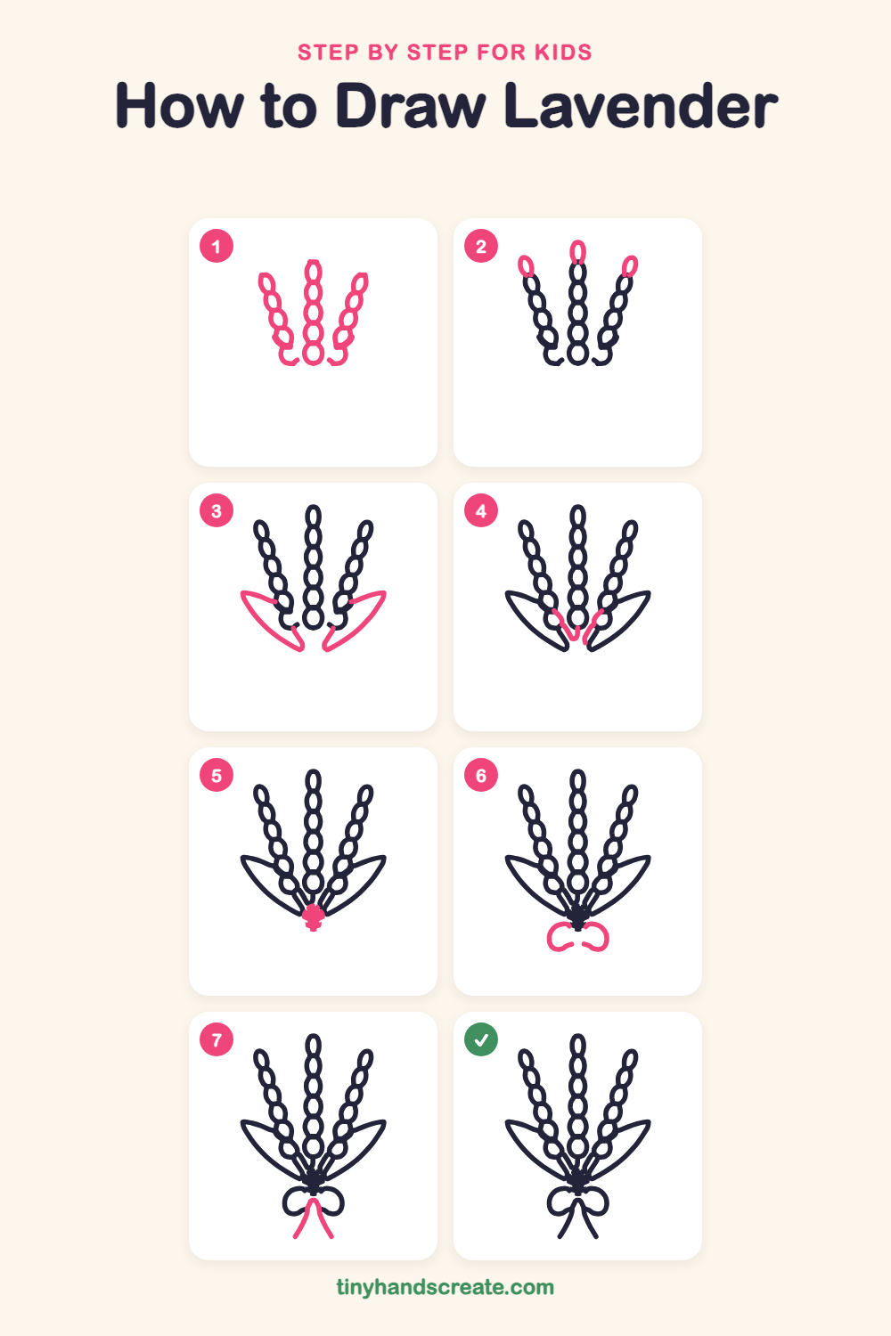 How to draw lavender step by step for kids