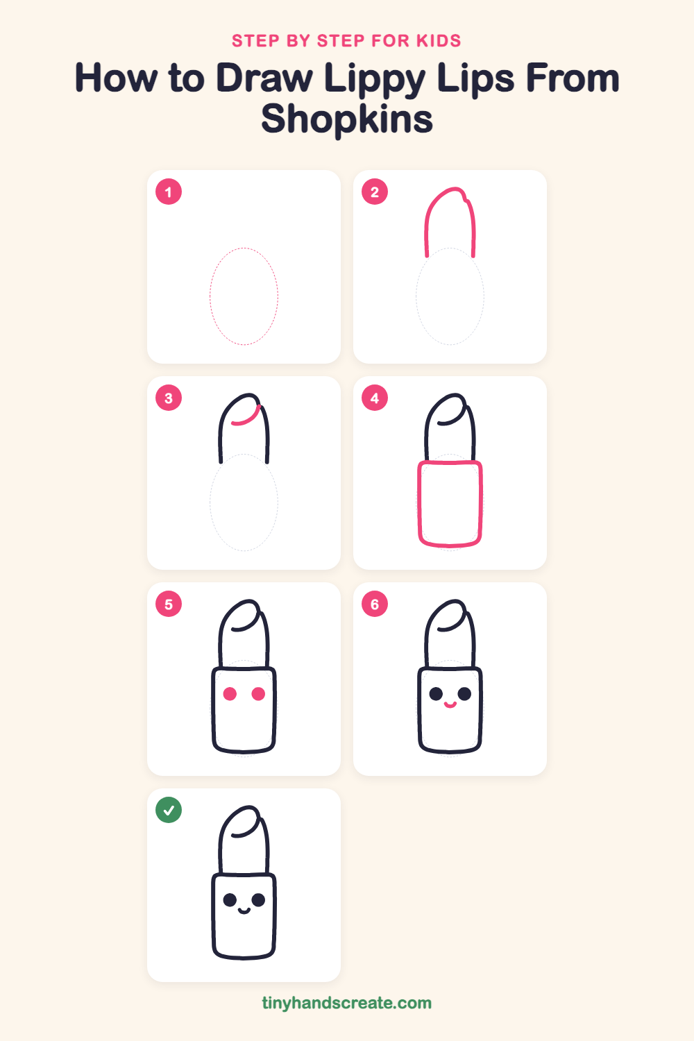 How to draw Lippy Lips from Shopkins step by step for kids