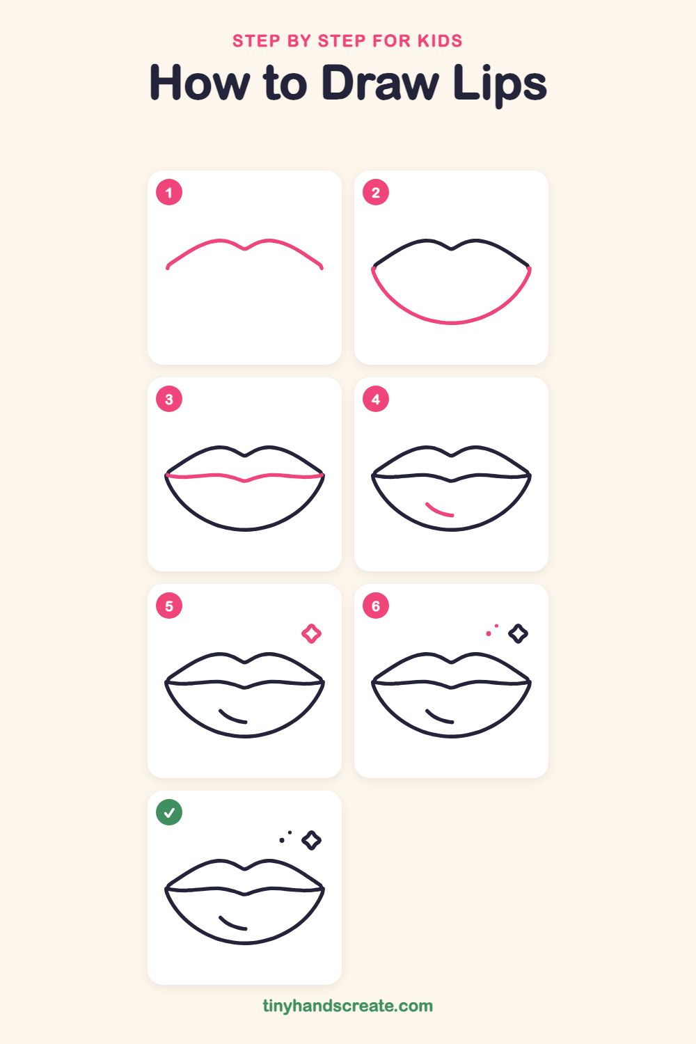 How to draw lips step by step for kids