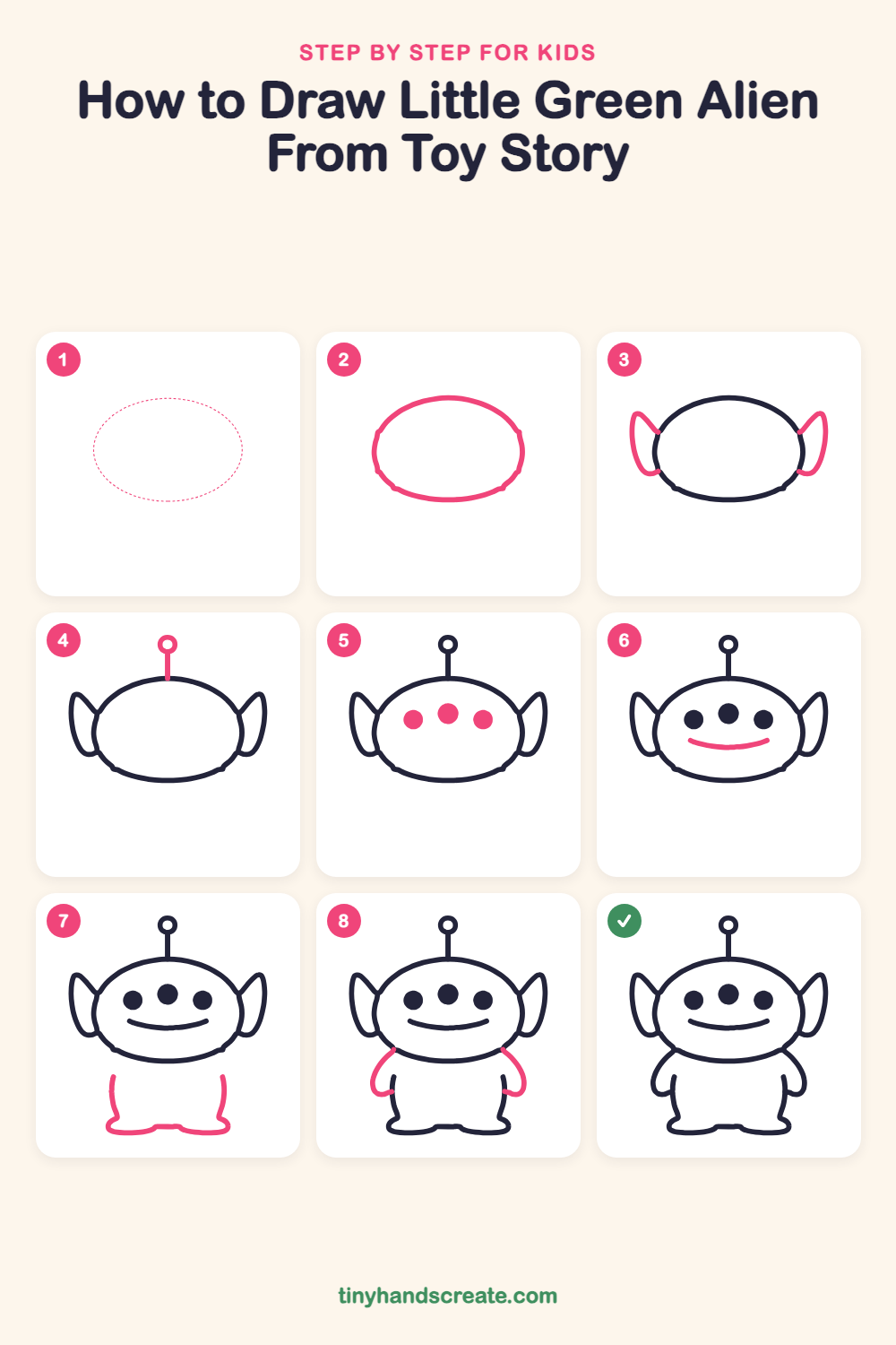 How to draw Little Green Alien from Toy Story step by step for kids