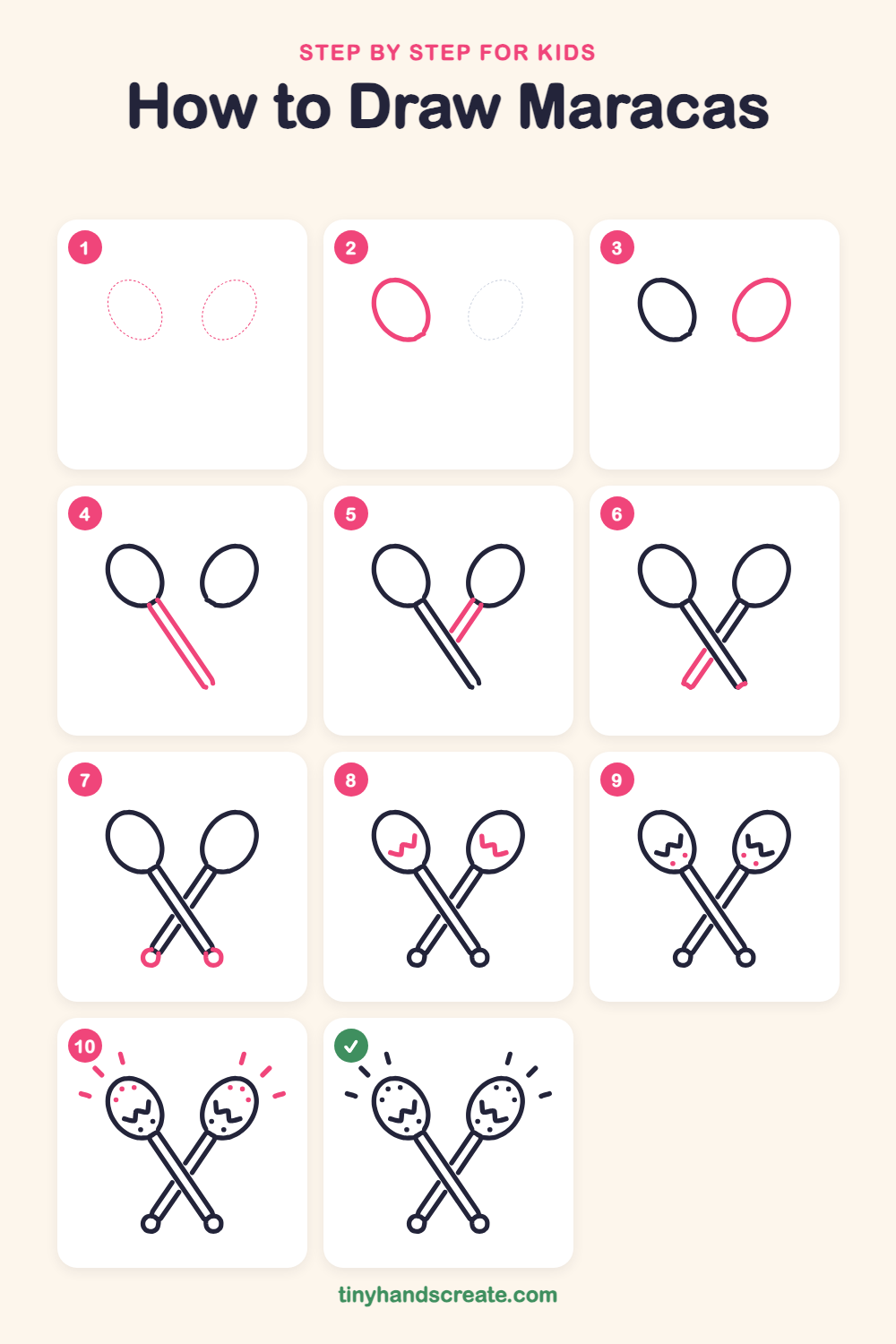 How to draw maracas step by step for kids