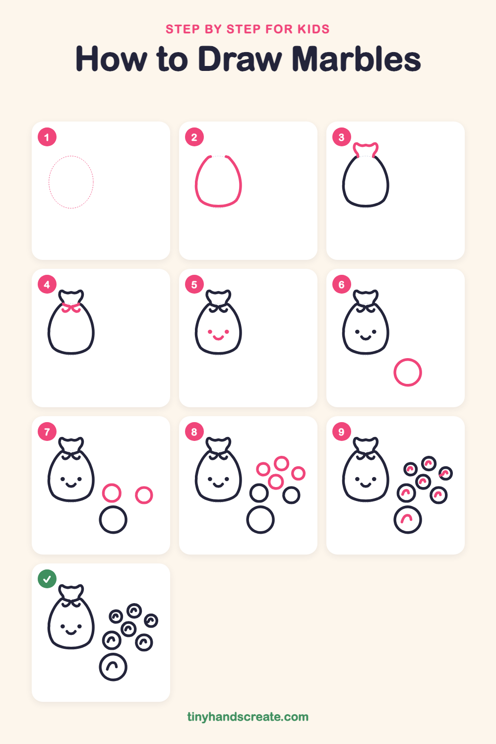 How to draw marbles step by step for kids