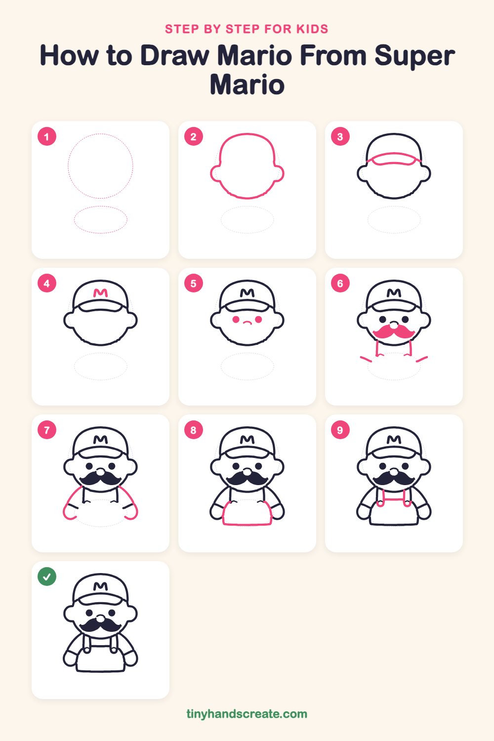 How to draw Mario from Super Mario step by step for kids
