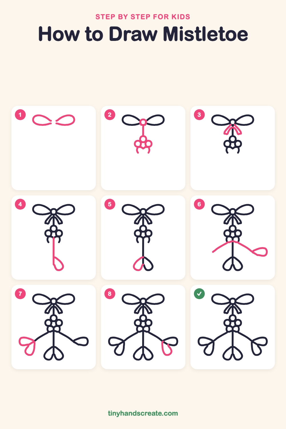 How to draw mistletoe step by step for kids