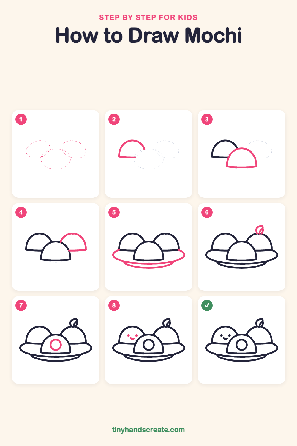 How to draw mochi step by step for kids