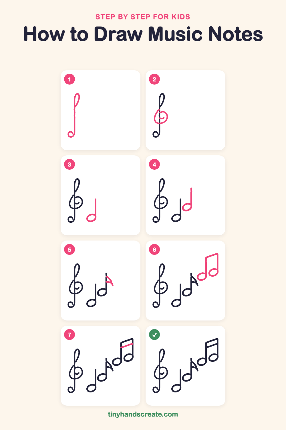 How to draw music notes step by step for kids