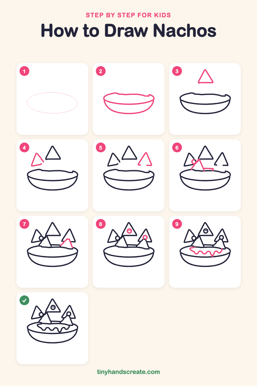 How to draw nachos step by step for kids