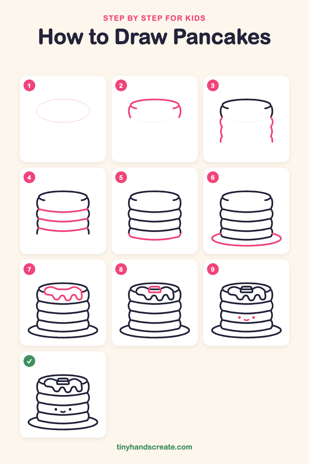 How to draw pancakes step by step for kids