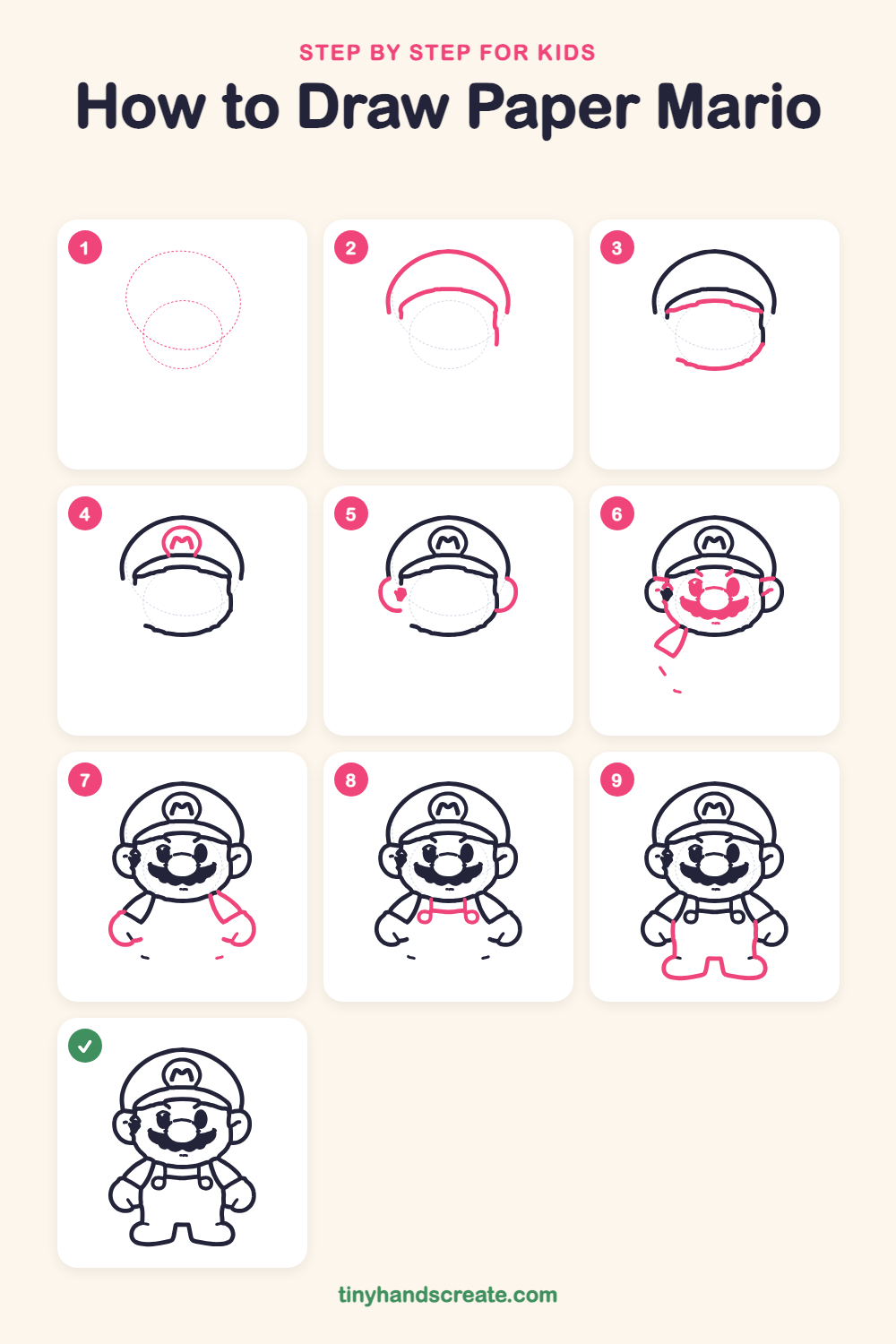 How to draw Paper Mario step by step for kids