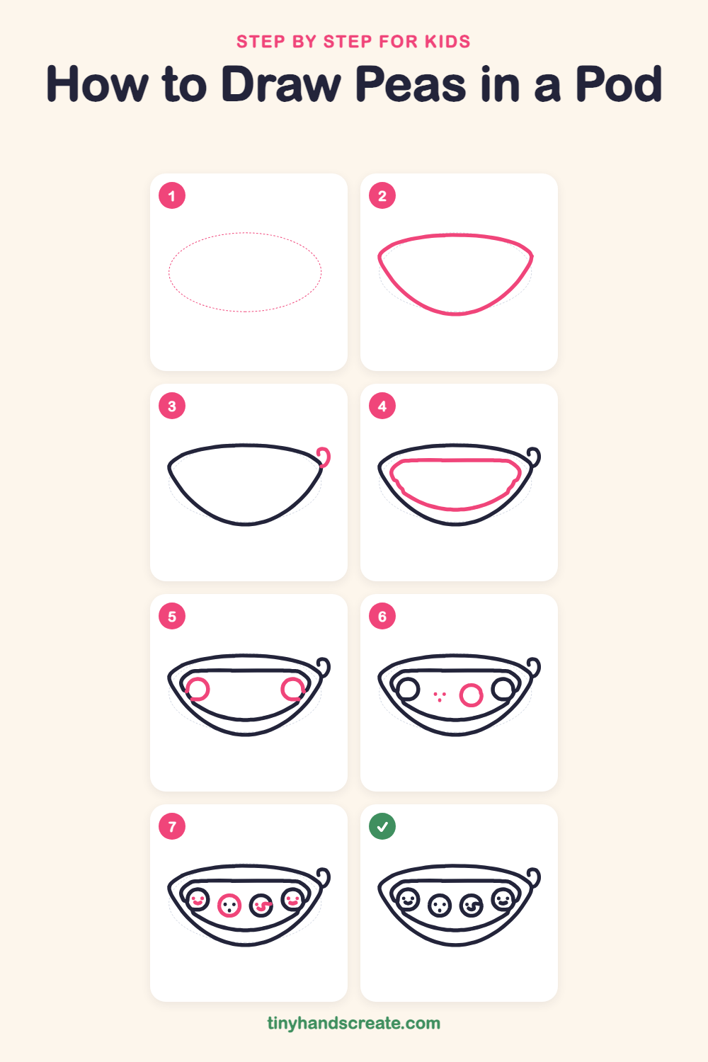 How to draw peas in a pod step by step for kids