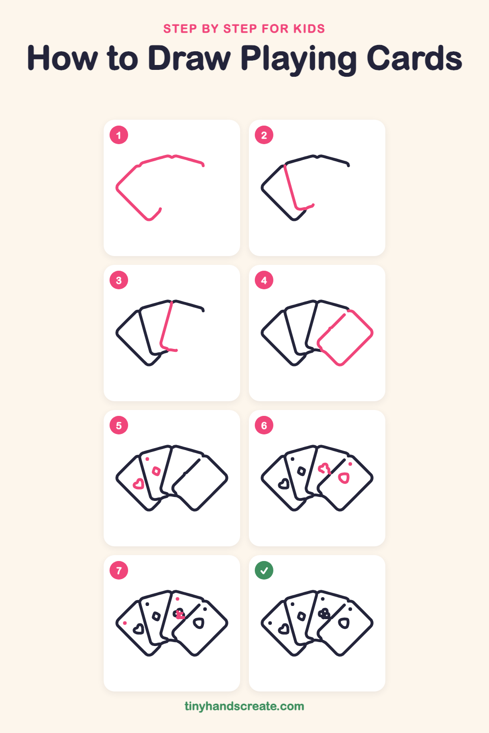 How to draw playing cards step by step for kids