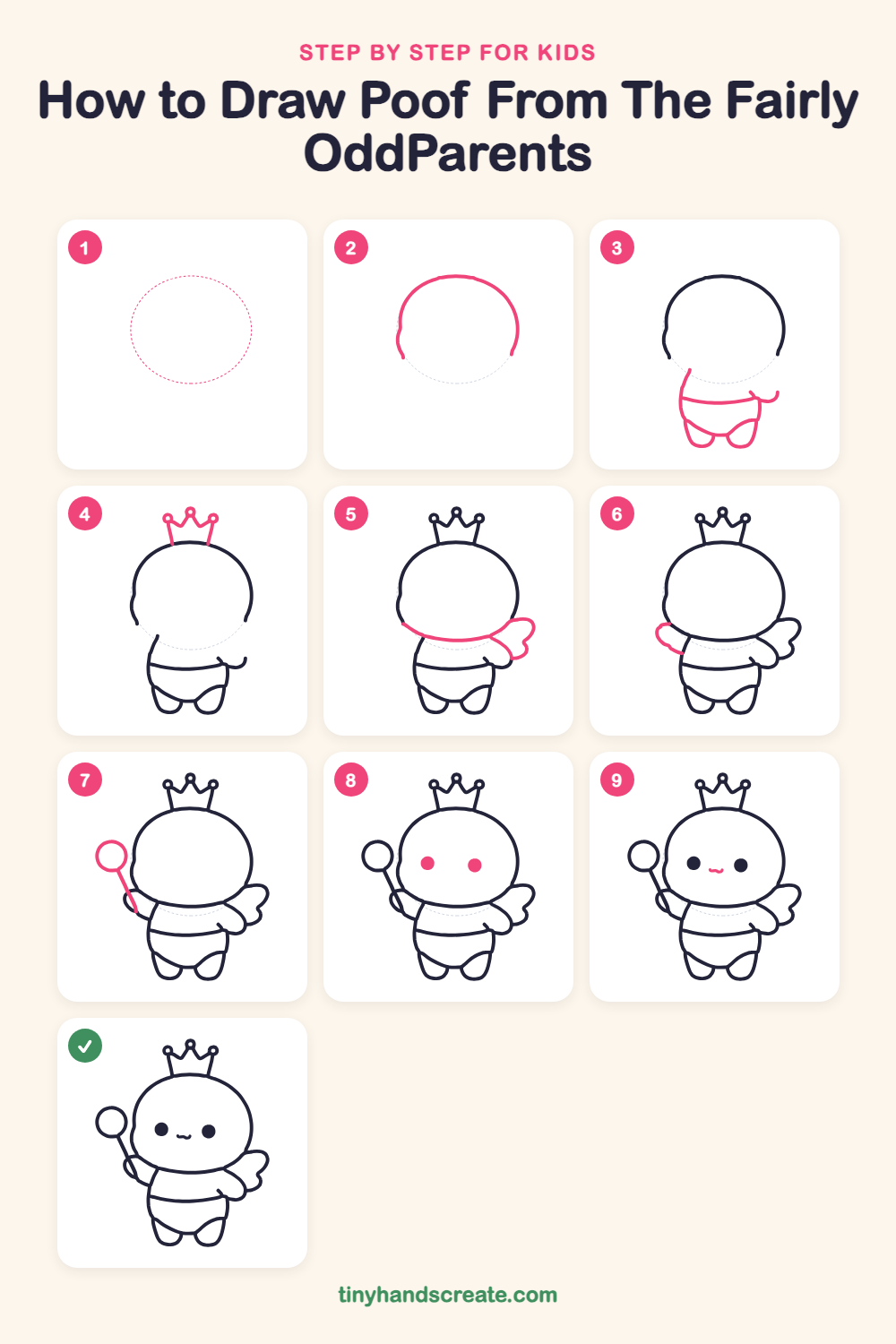 How to draw Poof from The Fairly OddParents step by step for kids