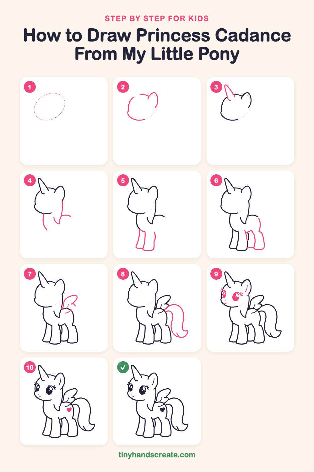 How to draw Princess Cadance from My Little Pony step by step for kids