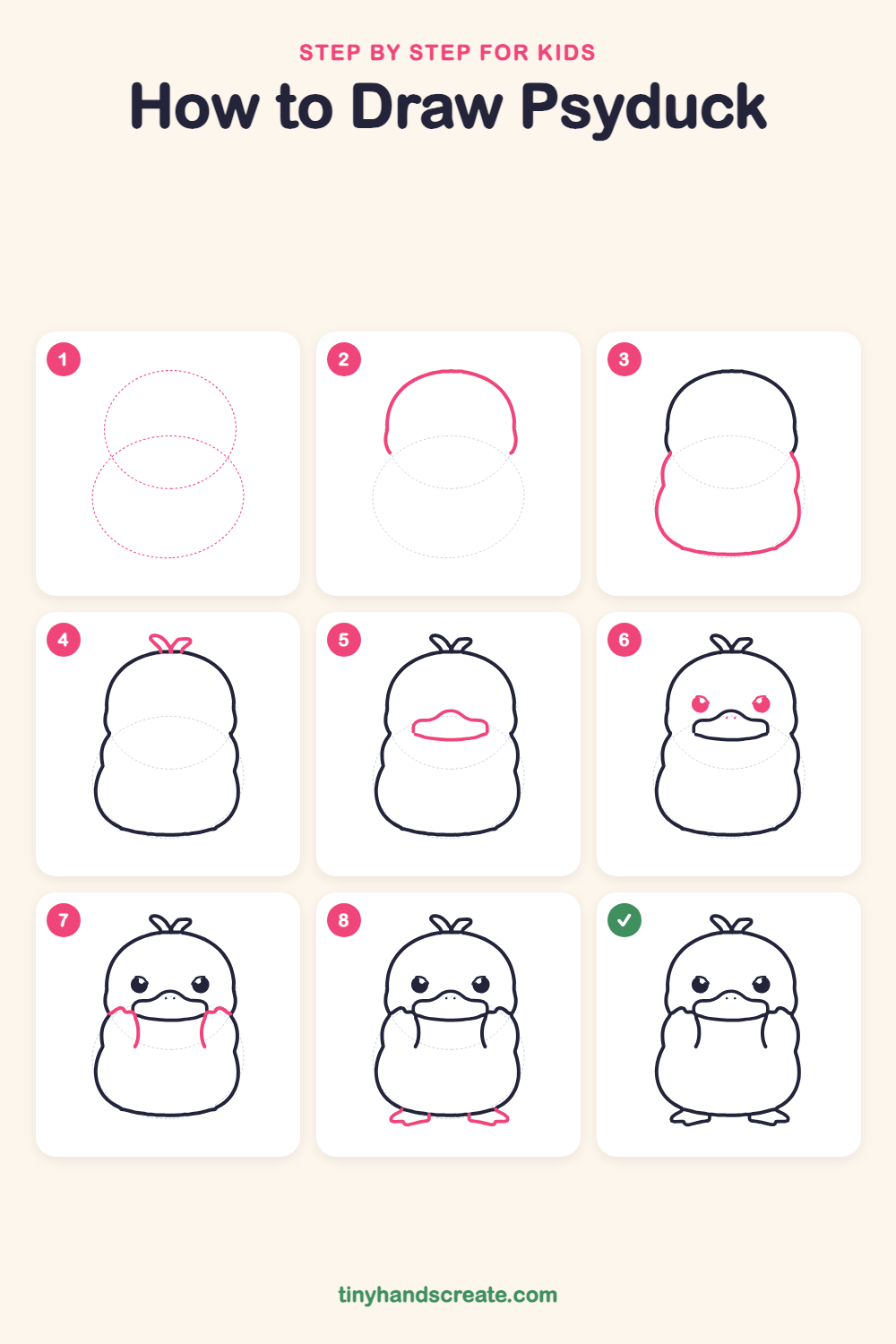 How to draw Psyduck step by step for kids
