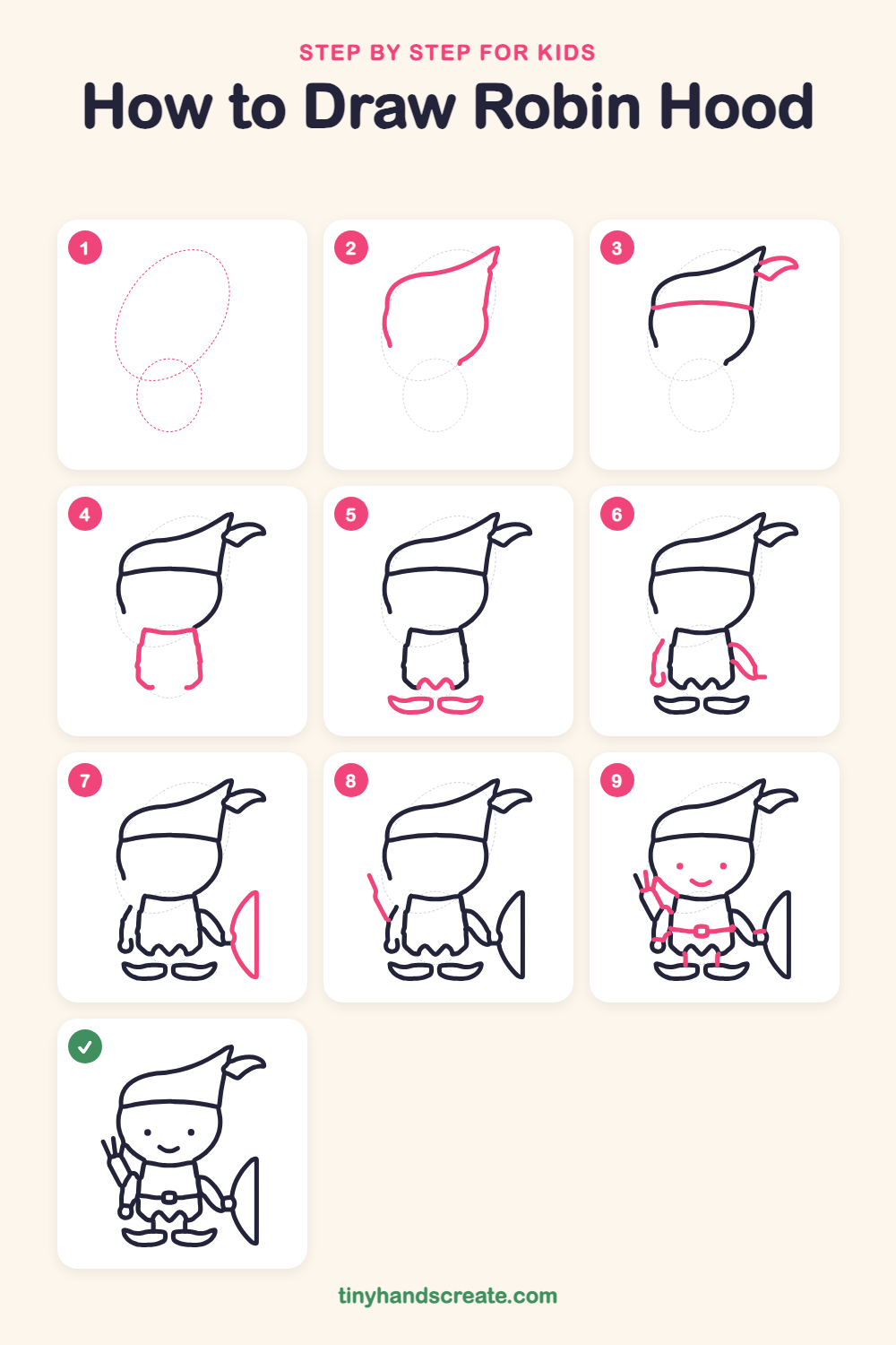 How to draw Robin Hood step by step for kids