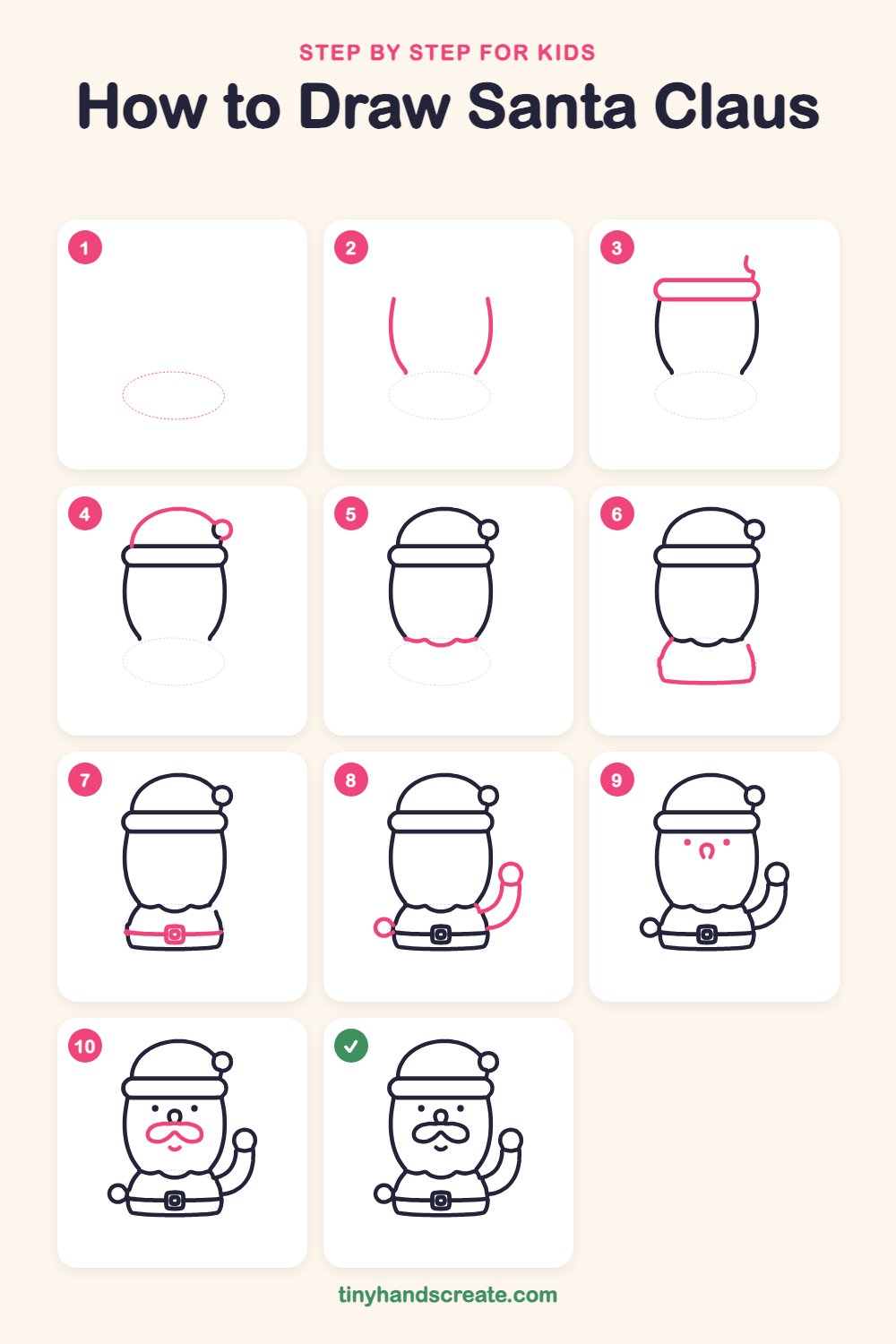 How to draw Santa Claus step by step for kids