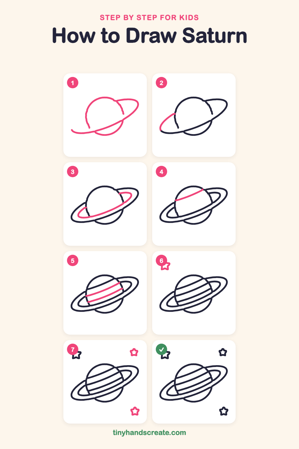 How to draw Saturn step by step for kids
