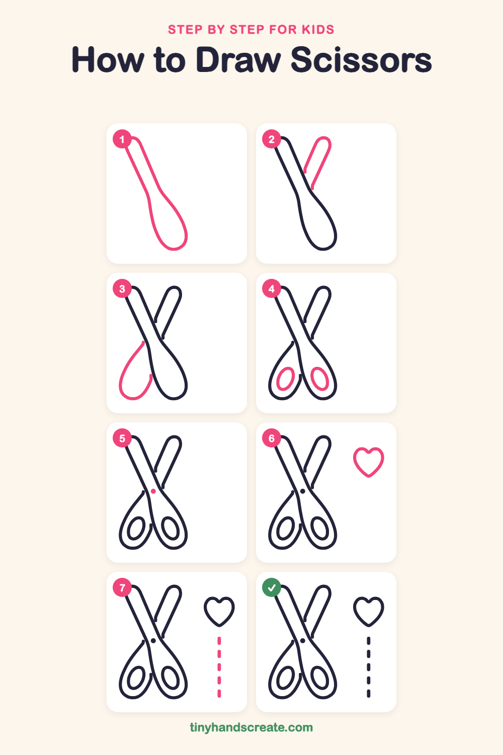 How to draw scissors step by step for kids