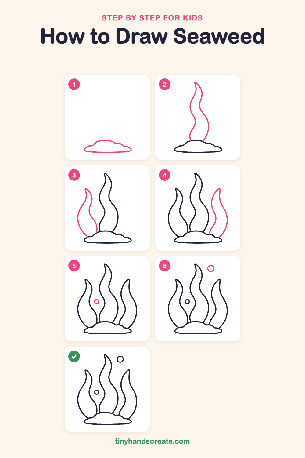 How to draw seaweed step by step for kids