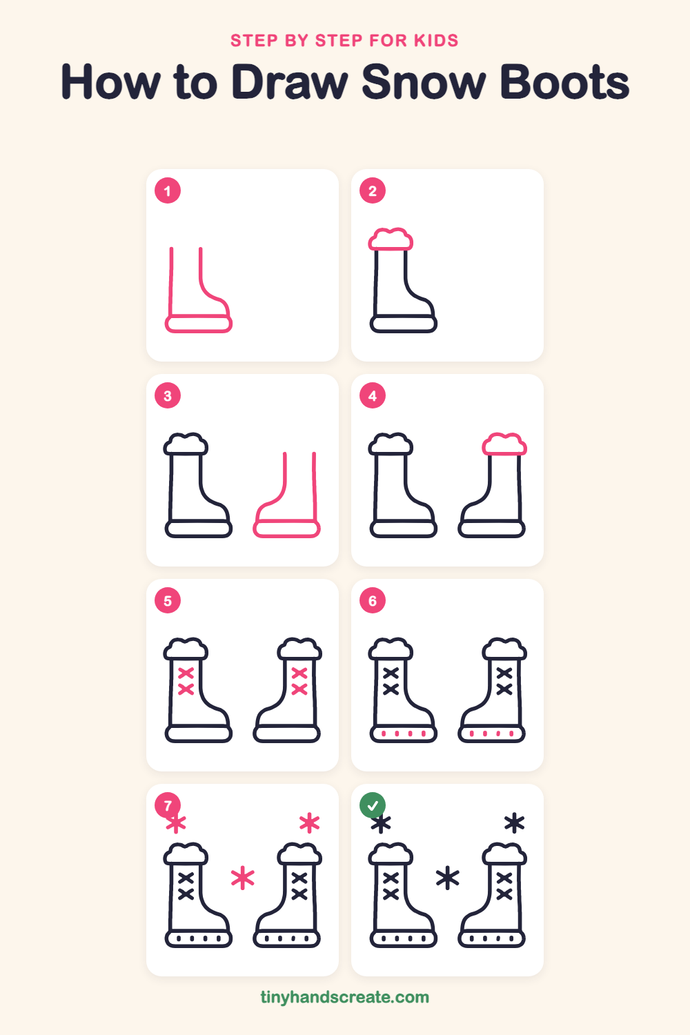 How to draw snow boots step by step for kids