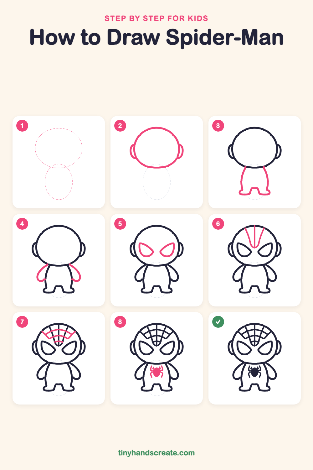 How to draw Spider-Man step by step for kids