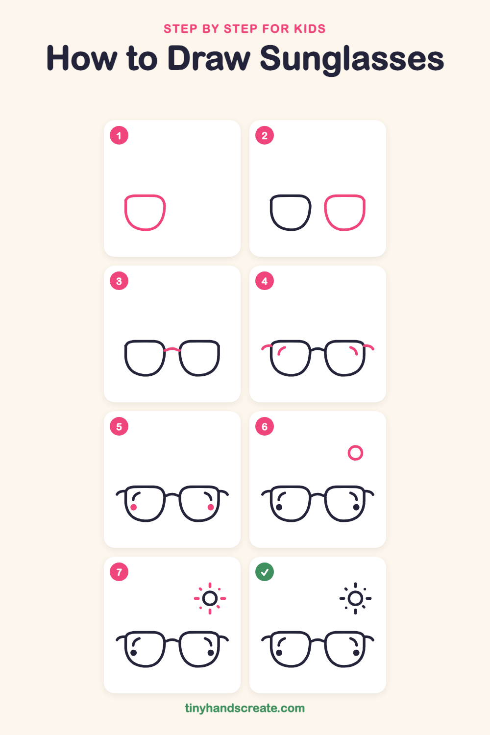 How to draw sunglasses step by step for kids