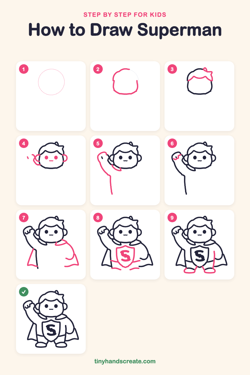 How to draw Superman step by step for kids