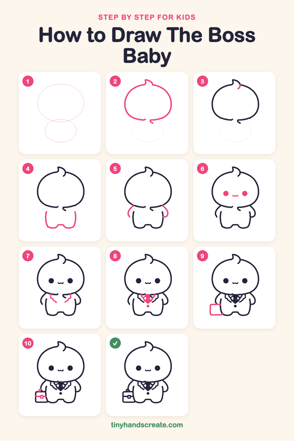 How to draw The Boss Baby step by step for kids