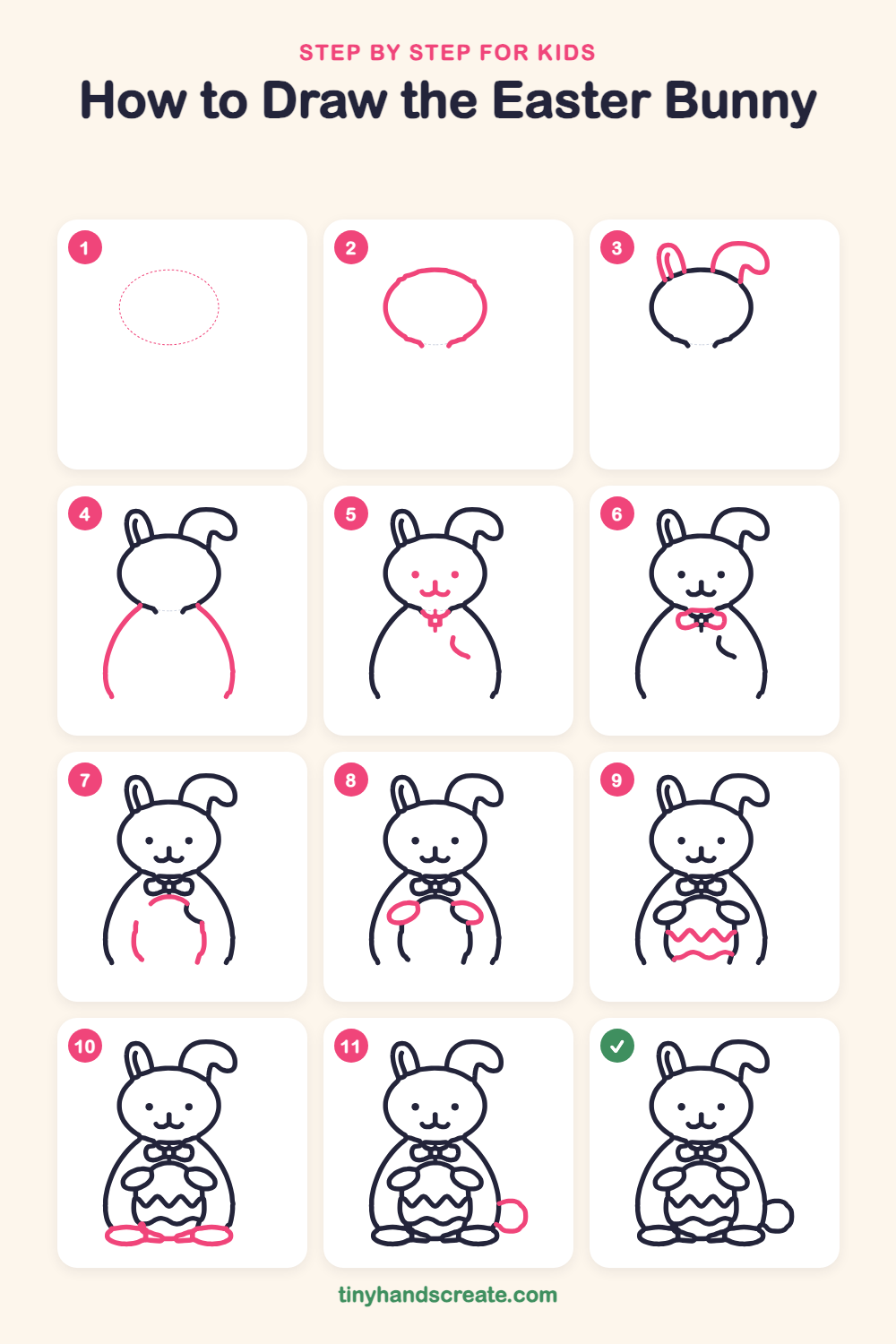 How to draw the Easter bunny step by step for kids