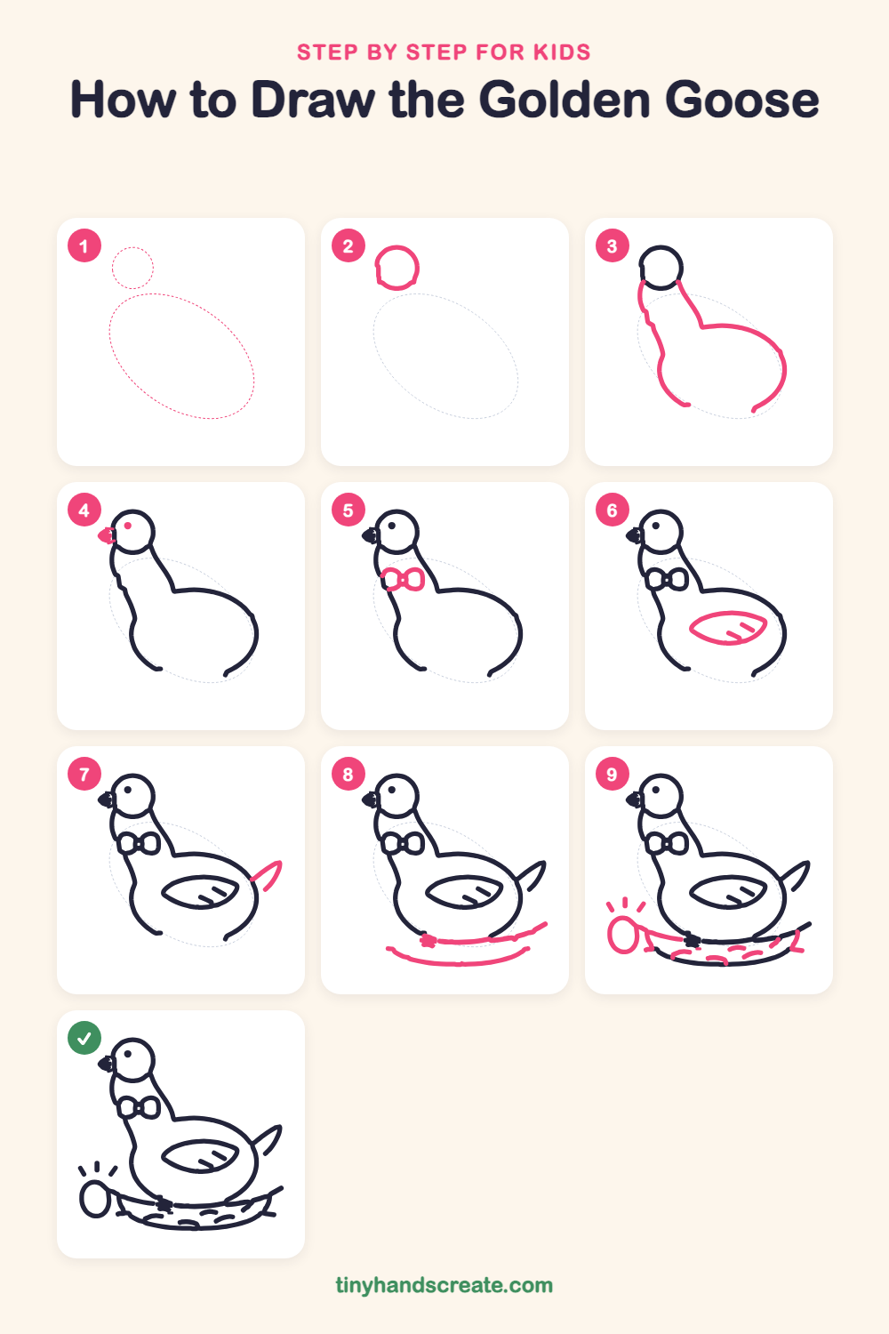How to draw the golden goose step by step for kids