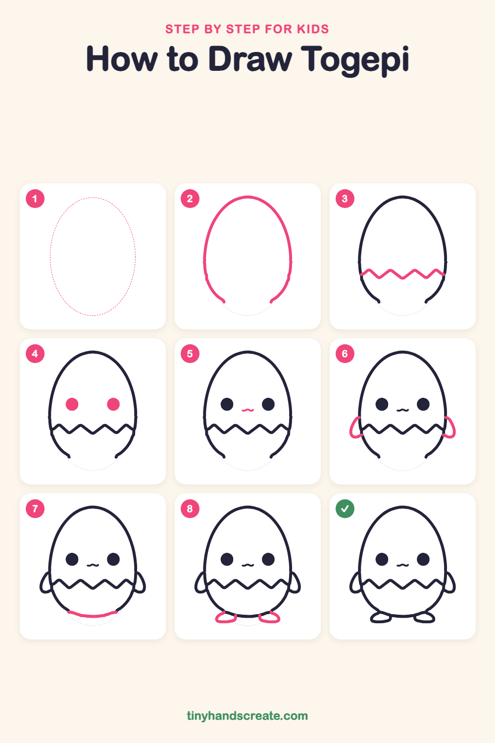 How to draw Togepi step by step for kids