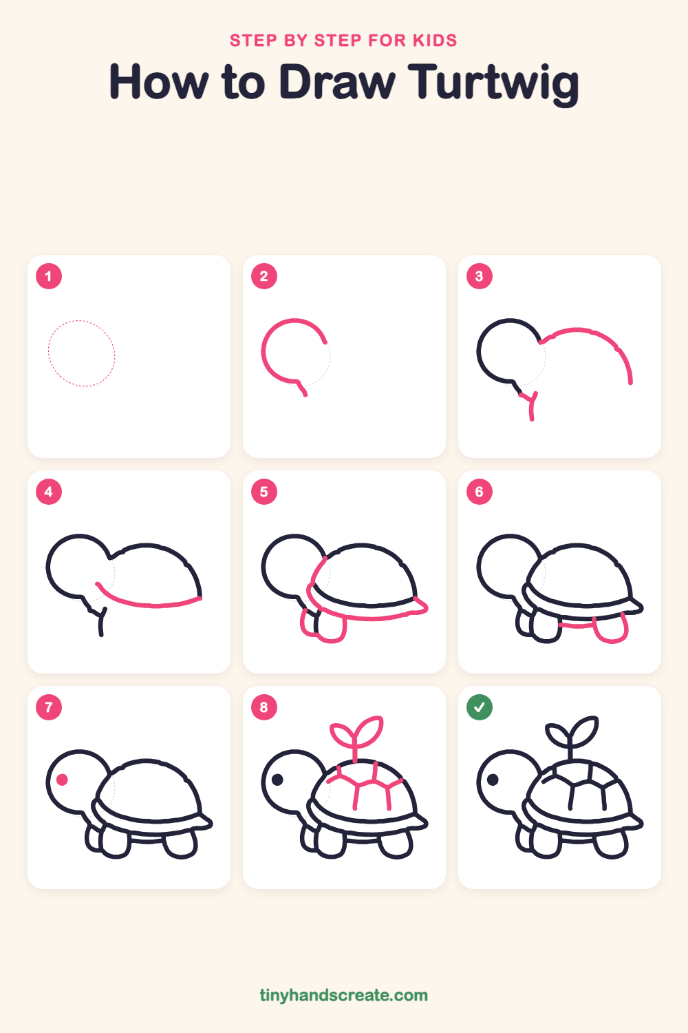 How to draw Turtwig step by step for kids