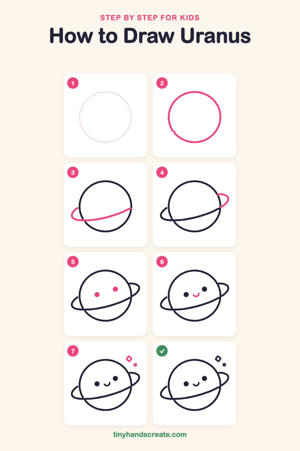 How to draw Uranus step by step for kids