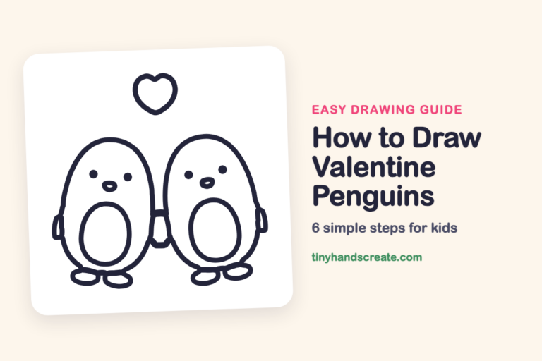 How to Draw Valentine Penguins: easy drawing guide for kids