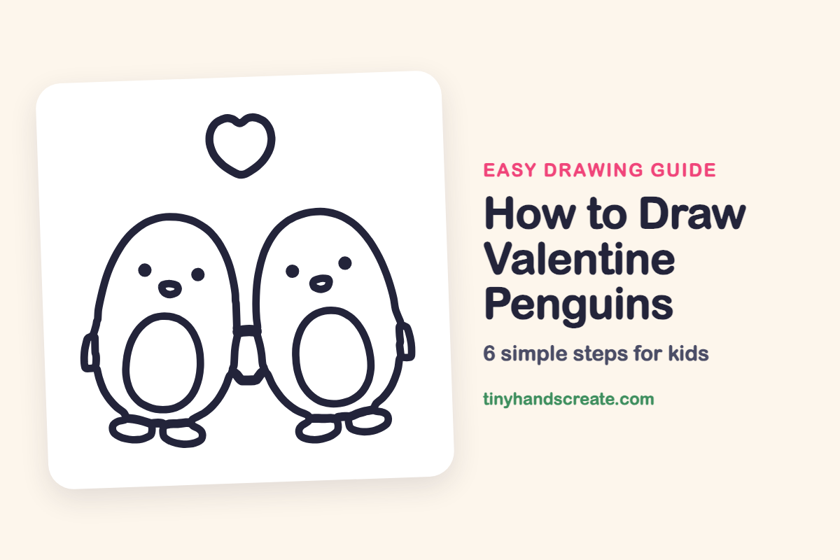 How to Draw Valentine Penguins: easy drawing guide for kids