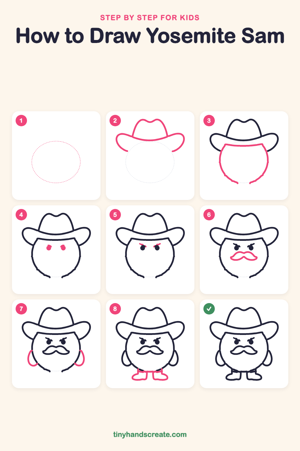 How to draw Yosemite Sam step by step for kids